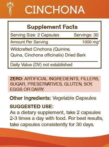 Secrets of the Tribe Cinchona 60 Capsules, 1000 mg, Wildcrafted Cinchona (Quinine, Quina, Cinchona officinalis) Dried Bark (60 Capsules) - Image 3