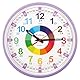 Kiddus Wanduhr für Kinder. Größe XL. 30cm Durchmesser. Analoger Zeitlehrer mit Zeitlernübungen. Stilles Uhr. Viele Sprachen. Model: Purple, Français