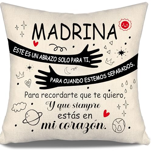 Aosumin Madrina Este es un Abrazo Solo para ti para Cuando estemos Separados Fundas de Cojín Regalo de Madrina Regalo de Cumpleaños Día de la Madre Regalo de Abrazo