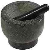 Gorilla Grip Heavy Duty Mortar and Pestle Set, Slip Scratch Resistant Bottom, Unpolished Granite Molcajete Guacamole Bowl Kitchen Spices, Pesto Grinder, Small 5 Inch Holds 1.5 Cups, Black