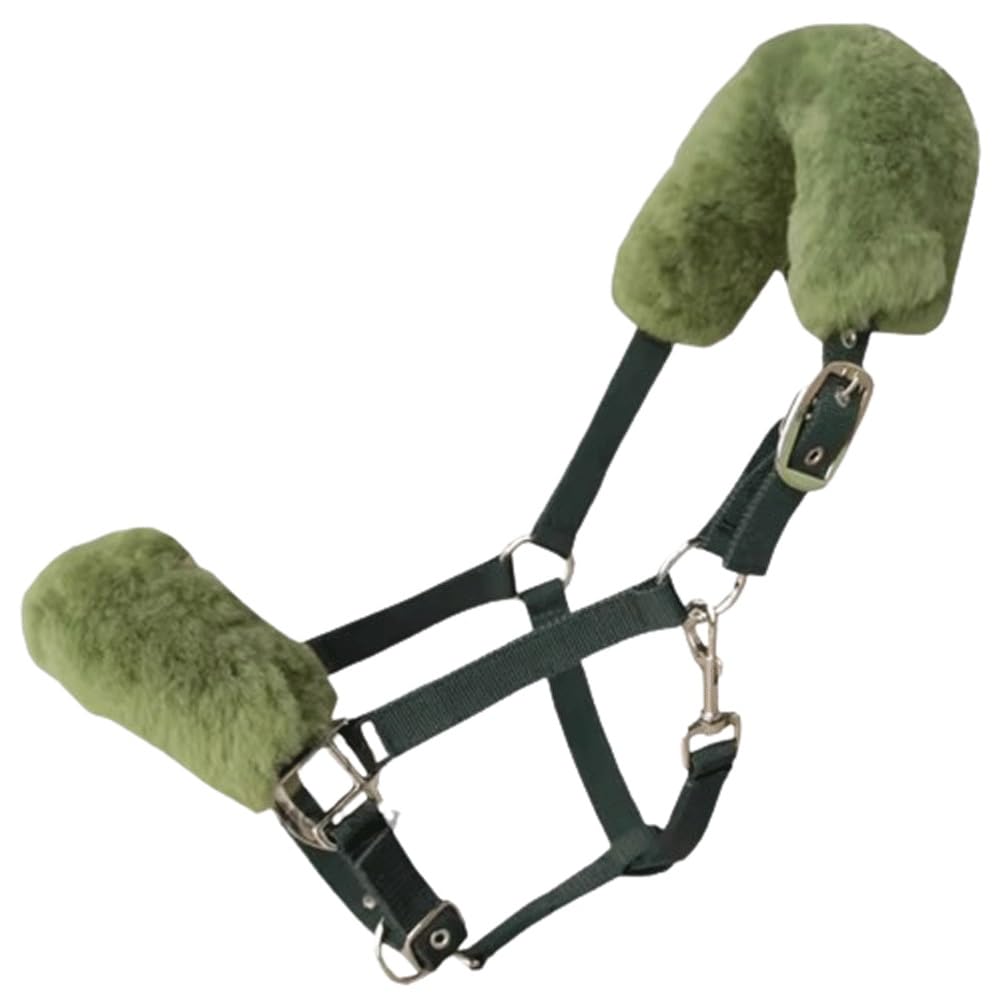 Brida de Caballo con Brida Cómoda de Forro Polar Hebilla de Doble Ajuste con Accesorios para Montar con Cojín Suave y Grueso (Color : Green, Size : S)