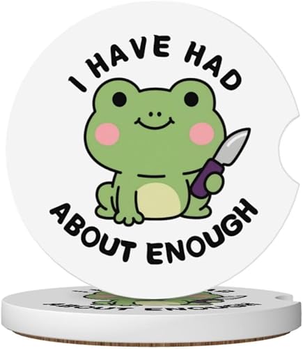 Miniatura 1 de Portavasos para automóvil, 2 posavasos de cerámica con parte trasera de corcho y ranura para los dedos, antideslizante, absorción de golpes,