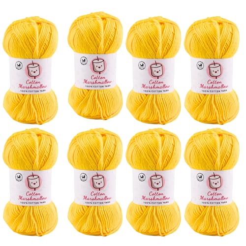 Image of NESTNHAVEN Cotton Marshmallow 100% Cotton Yarn - (50 g, 130 m) - Luxury Yarn for Crochet, Amigurumi, Embroidery, Toys, Garments, Flowers and Hobby Projects (Yellow) |