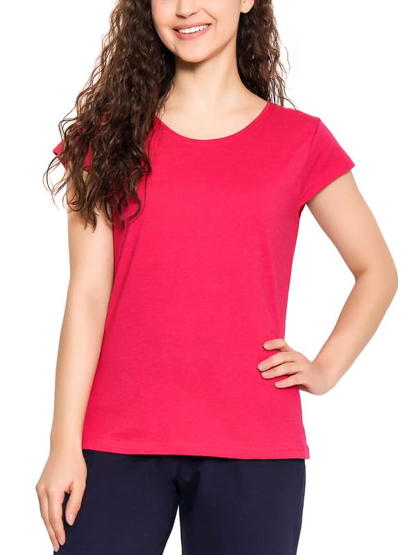 clovia Women's Fitted Cotton Solid Sleep Top-picture-32