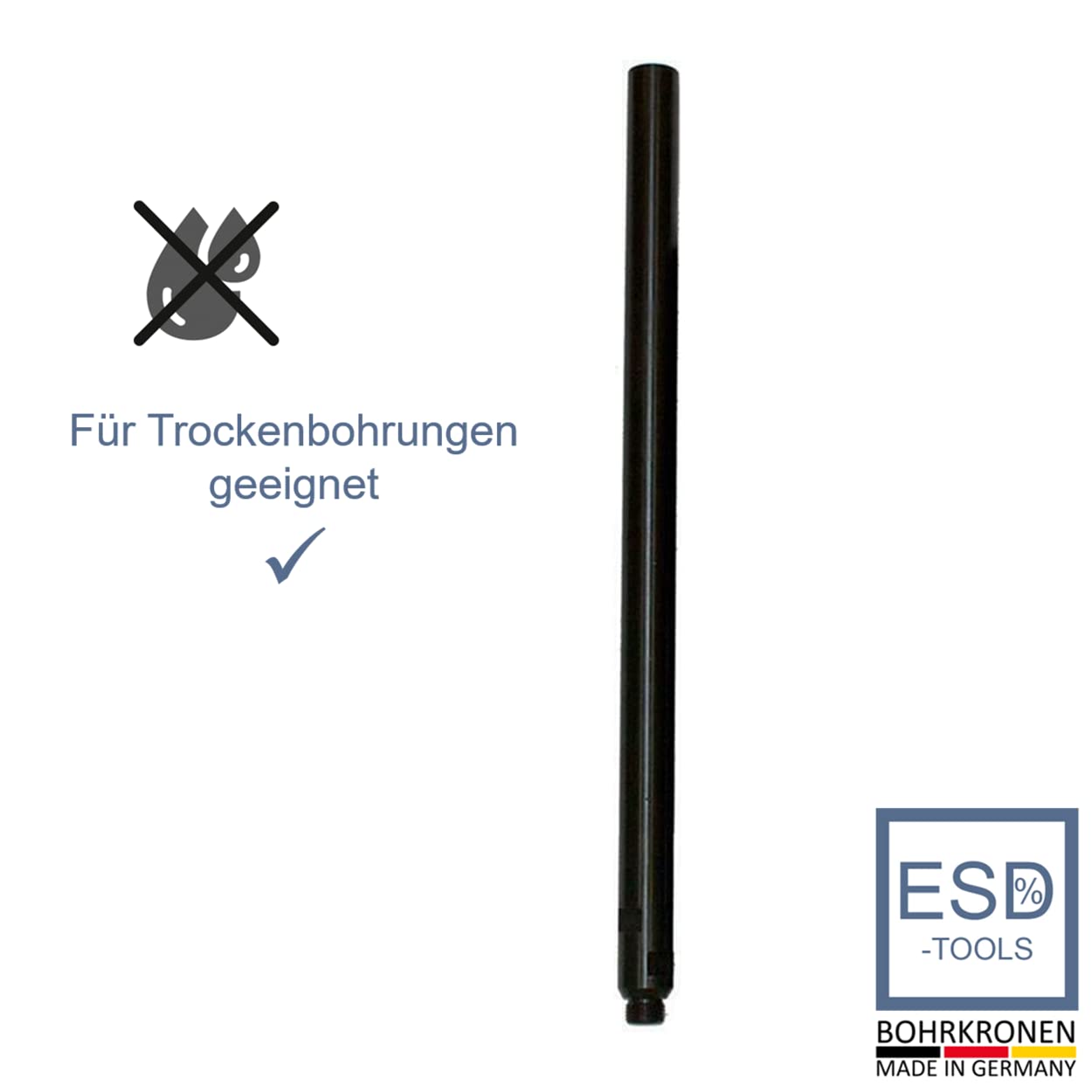 ESD-TOOLS | Extensión de brocas de diamante con tomas de 1/2 pulgadas y 500 mm de longitud útil, adaptador para sierras perforadoras y brocas de lata | (1/2" - NL: 500 mm)