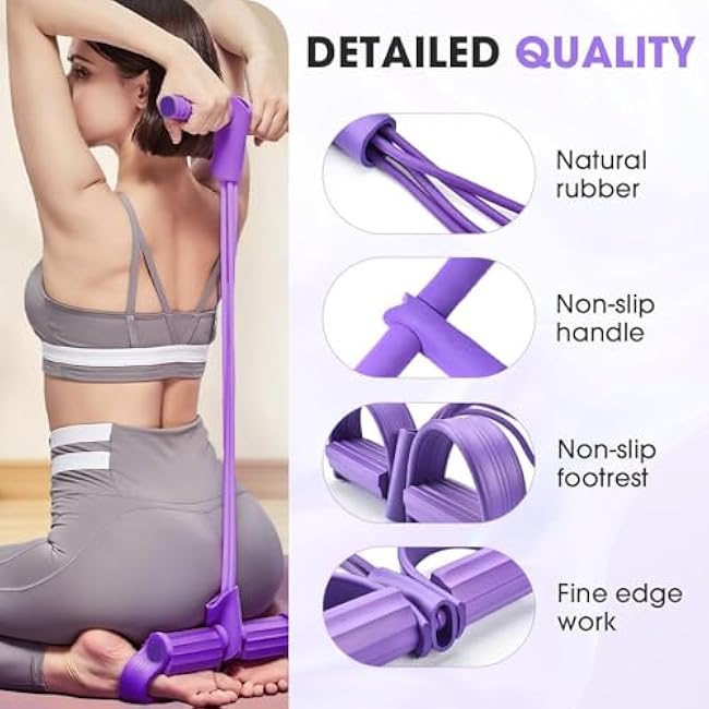 21 Fitness Resistance Bands-4 Tube Pedal Ankle Puller, 2025 Upgrade Stretching Bands for Arm and Leg Workouts, Pedal Resistance Band Sit up Exercise Equipment for Home Workout & Training