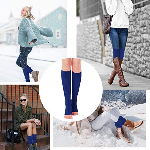 V28 VC801NAVY V28Women Winter 80S Eighty'S Warm Leg Warmers Knitted Long Socks thumb #3