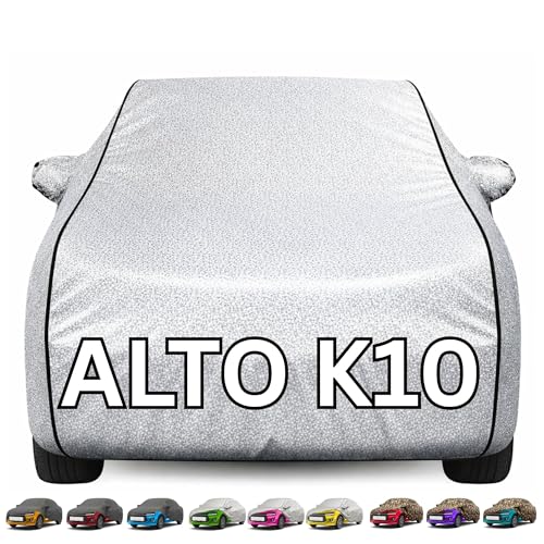 Image of Kayme Premium Silver Alto K10 Car Cover Waterproof for (All Models & Variants - Petrol, Diesel, CNG & EV) |Speacially Custom Fit with Mirror Pockets |All-Weather Protection - Outdoor Car Body Cover