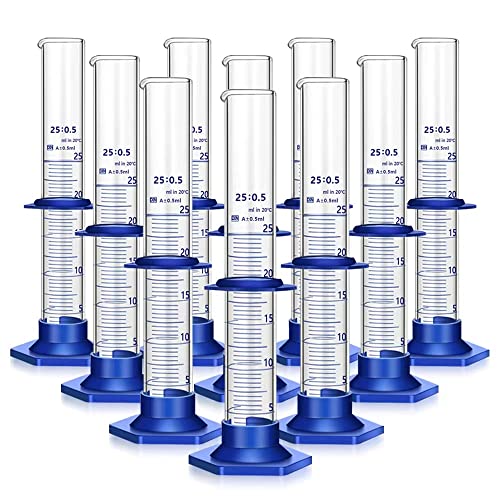 Image of 10PCS Graduated Cylinder Measuring Cylinder Thick Glass Lab Cylinders Glass Graduated Cylinder Glass Measuring Cylinder(25ML)