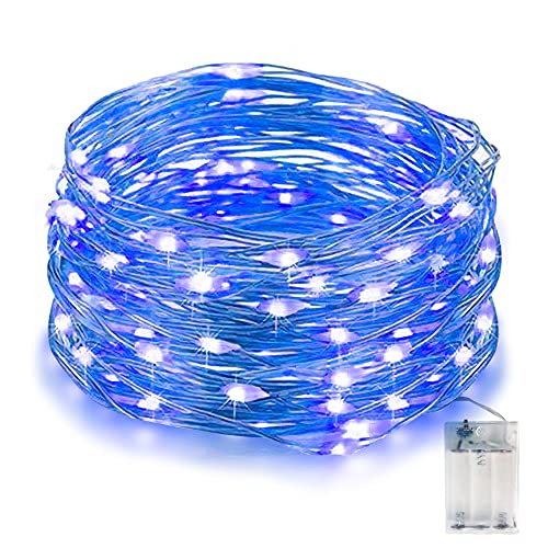 EvaStary Guirnalda de luces LED, 33 pies, 100 luces LED de hadas, funciona con pilas, iluminación decorativa para dormitorio, interior, exterior, decoración de Navidad Cover