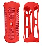 Alltravel Protective case for FLIP4 Waterproof Portable Speaker, Tailor Made Portable Sound Through Design, Easy to go Super Strong Carabiner (Red)