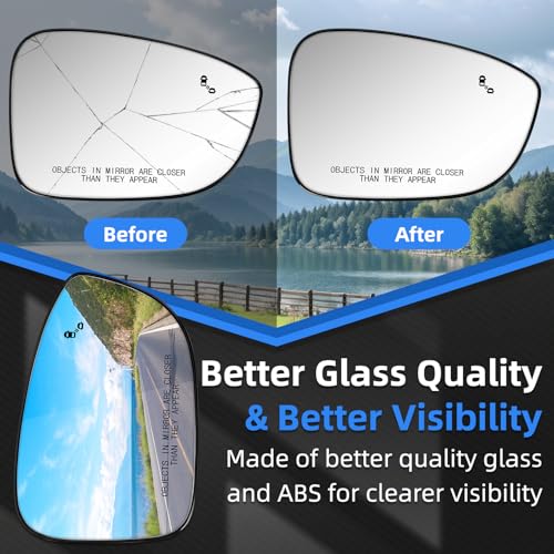 Image of Passenger Side Mirror Replacement for Honda Accord 2018 2019 2020 2021 2022 - View Mirrors Glass with Power Heated & Blind Spot Right Side Mirror Glass