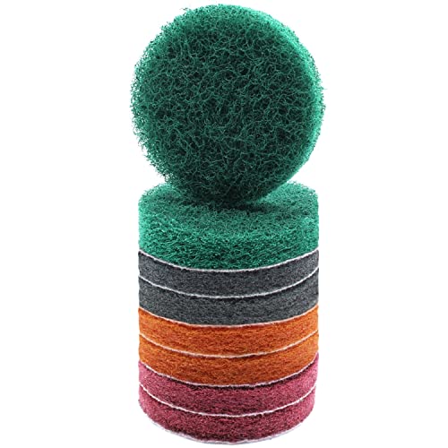 Disques de nettoyage en non-tissé de ponçage - 76 x 10 mm - En non-tissé de nettoyage pour V2A INOX - En aluminium et acier inoxydable - Lot de 8 meuleuses d'angle - Vert, rouge, gris orange)