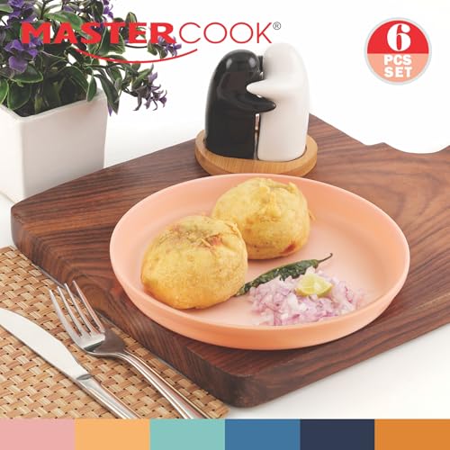 Mastercook Kinder-Teller-Set – 6-teiliges Kunststoffteller wiederverwendbar – BPA-freier, lebensmittelechter Kunststoff – spülmaschinen- und mikrowellengeeignet – mehrfarbiges Kleinkind-Teller-Set