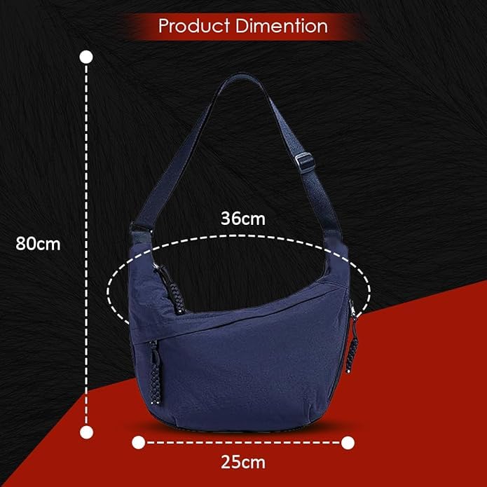 Image of Stvin Crossbody Travel Sling Bags for Women and Men, Crescent Shoulder Purse Bag with Zipper & Adjustable Strap, Half - Moon Shaped Waist Bag, Unisex Chest Bag - Nylon Fabric