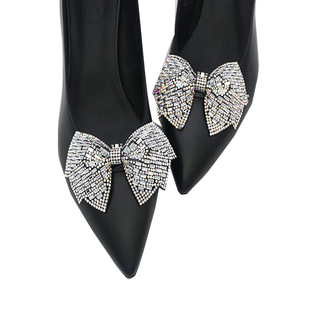 2pcs Women Sparkle Bow Detachable Shoe Clips Removable Shoe