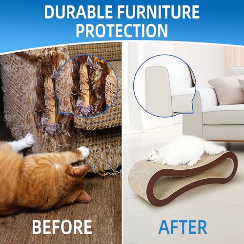 Image of FluffyDream 2 in 1 Cat Scratcher Cardboard, Cat Scratching Board Furniture Protector, Cat Scratching Post, Cat Beds for Indoor Cats, Infinity Shape, X-Large