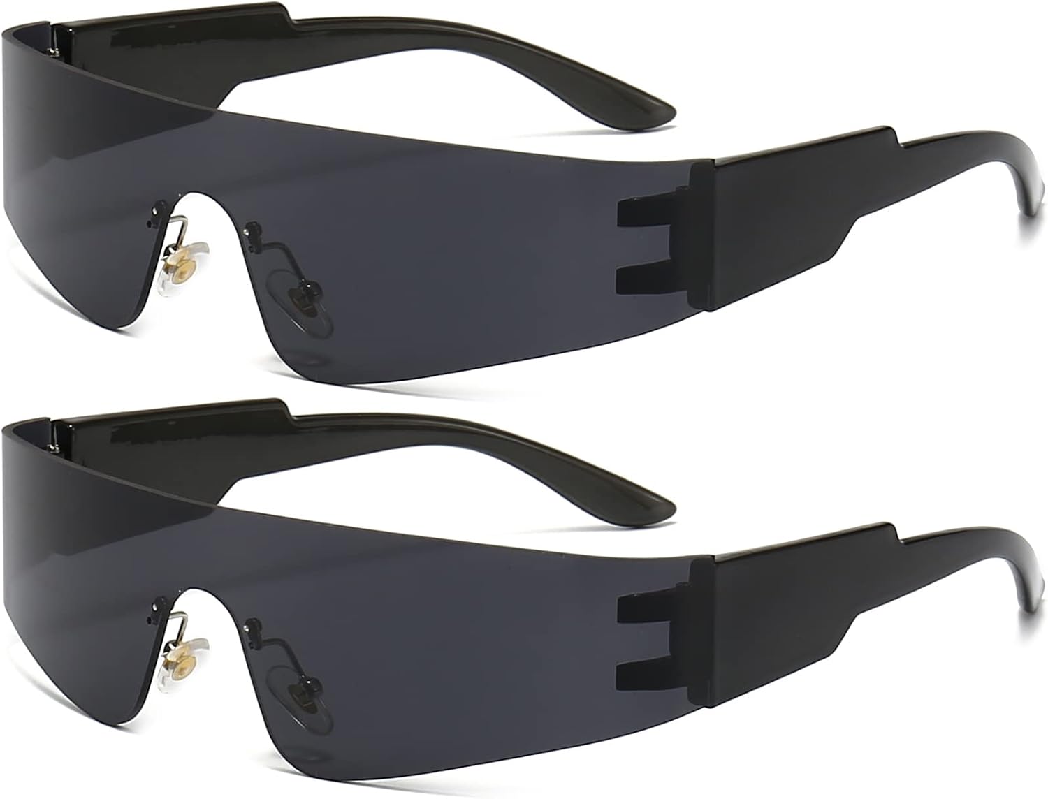 AIEYEZO Modern Fashion Rimless Futuristic Wrap Around Sunglasses Women Men Cyberpunk Visor Sun Glasses Trendy Future Shades