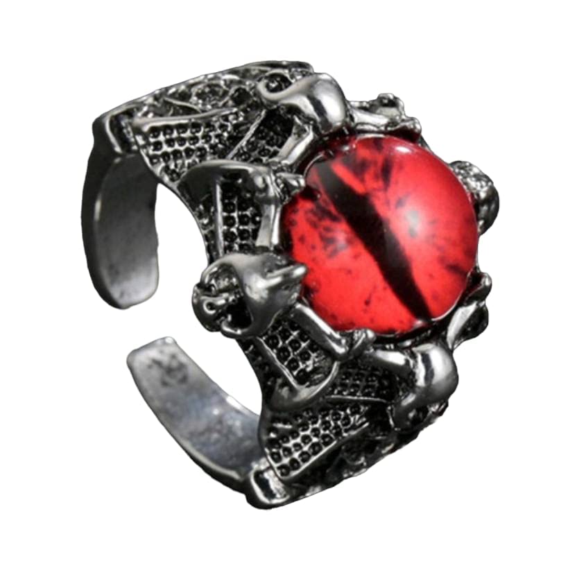 Unisex Stainless Steel Adjustable/Openable Funky Red Crystal Glasses 3d Devil/Dragon Demons Evil Eye Thumb Finger Ring (Free Size)-image-37