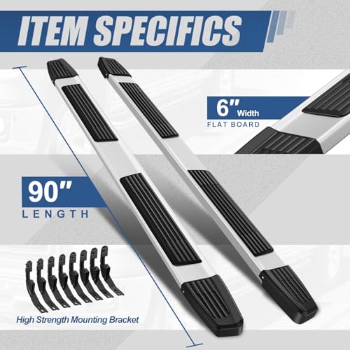 Estribos de aluminio para Silverado Sierra 2019-2025, color plata miniatura 3