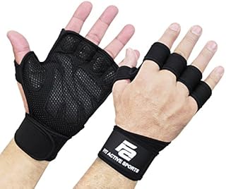 New Ventilated Weight Lifting Gloves with Built-in Wrist Wraps, Full Palm Protection & Extra Grip. Great for Pull Ups, Cross Training, Fitness, WODs & Weightlifting. Suits Men & Women