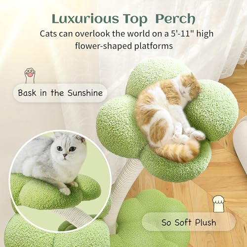 Árbol para gatos con forma de flor y rascador 71 pulg miniatura 4