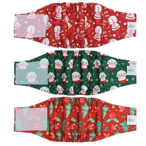 Image of CuteBone Dog Diapers Male Belly Bands 3 Pack for Male Dogs Reusable Puppy Wraps