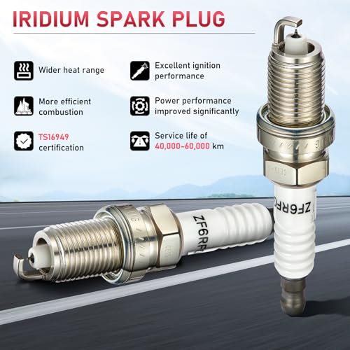 Image of 5358 Iridium Spark Plugs 6 Pack Compatible with Dodge Nitro Dakota Ram 1500 Compatible with Honda Accord X5 MDX TL 2.3L 2.5L 3.0L 3.2L 3.5L 3.7 L6 V6 Engine for ZFR6FIX-11 6441 Spark Plug