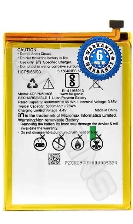 Image of Original ACBPN50M06 Battery for Micromax in 1 / in 1b / in Note 1 / E6746 / E7746 / E6523 / E7533 1ICP5 /66 /90 Battery with 6 Month warrenty**** (Q165)