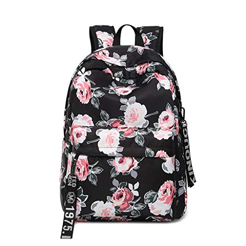 HYX Classic Style Mini Flower Rucksack, Mode Vintage Casual Floral Daypacks Feste Schulter Schultasche for Frauen und Mädchen (Color : Black, Size : Style b)