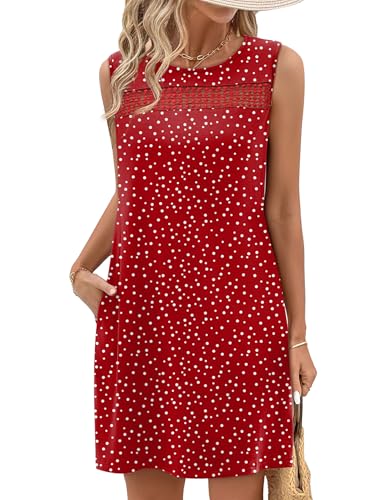 Image of WIHOLL Summer Dresses for Women 2026 Beach Vacation Spring Fashion Clothing Lace Mini Tank Dress with Pockets