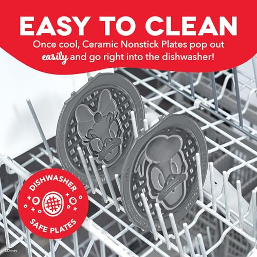 Image of Dash MultiMaker Mini System Removable Plate Set - Ceramic, Nonstick Replacement Plates for Fun-Shaped Waffle Breakfast - Waffle Maker Not Included - 4-Inch - Two-Pack - Donald & Daisy