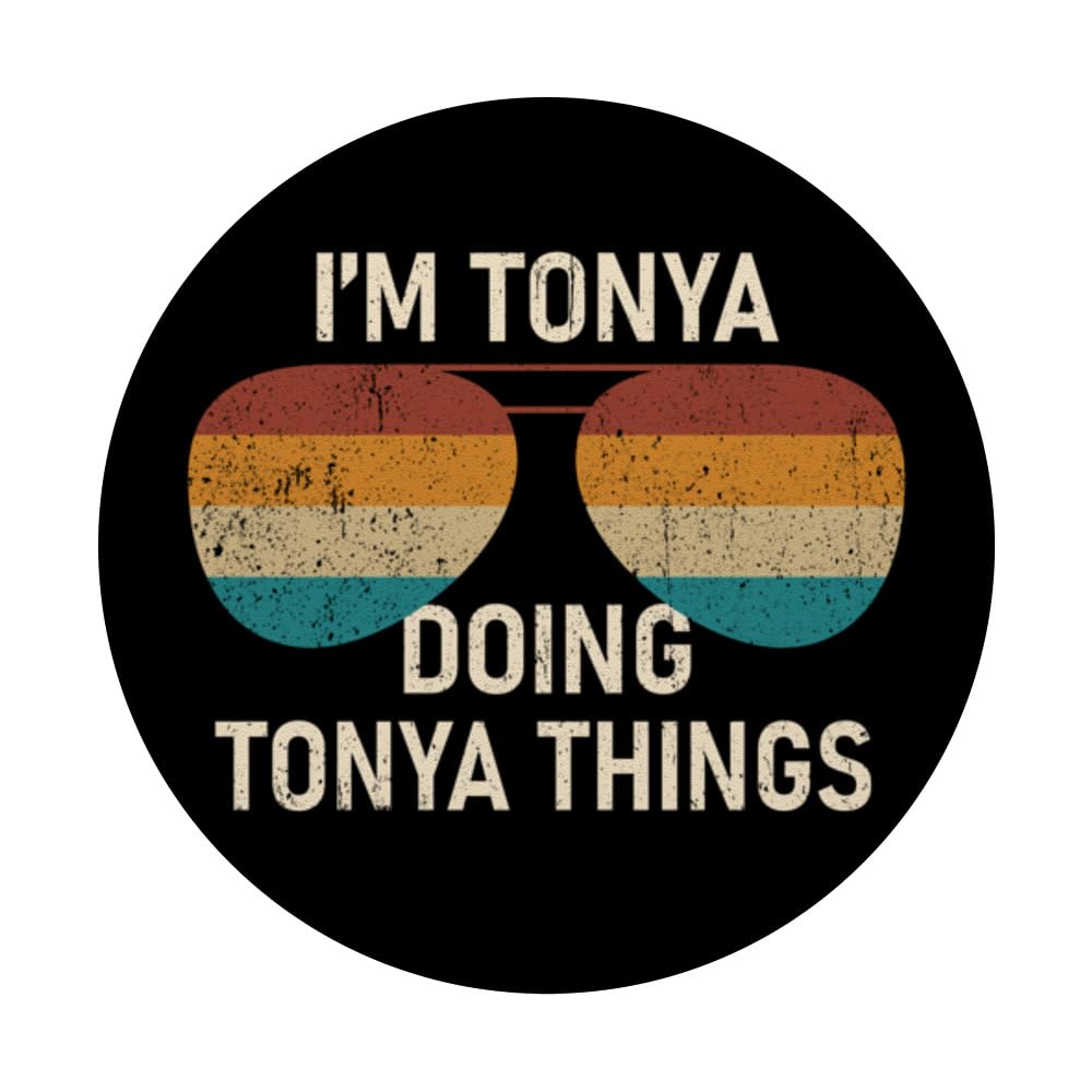 I'm Tonya Doing Tonya Things Retro Sunglass Personalized PopSockets Swappable PopGrip, Black - Image 3