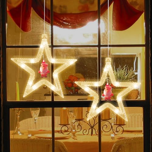 Jsdoin 2 Stück LED Sterne Weihnachtsbeleuchtung Innen, Warmweiß...