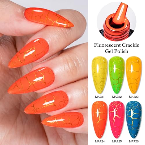 Set de Esmaltes Gel Crackle Neon 6 Colores MEET ACROSS miniatura 3