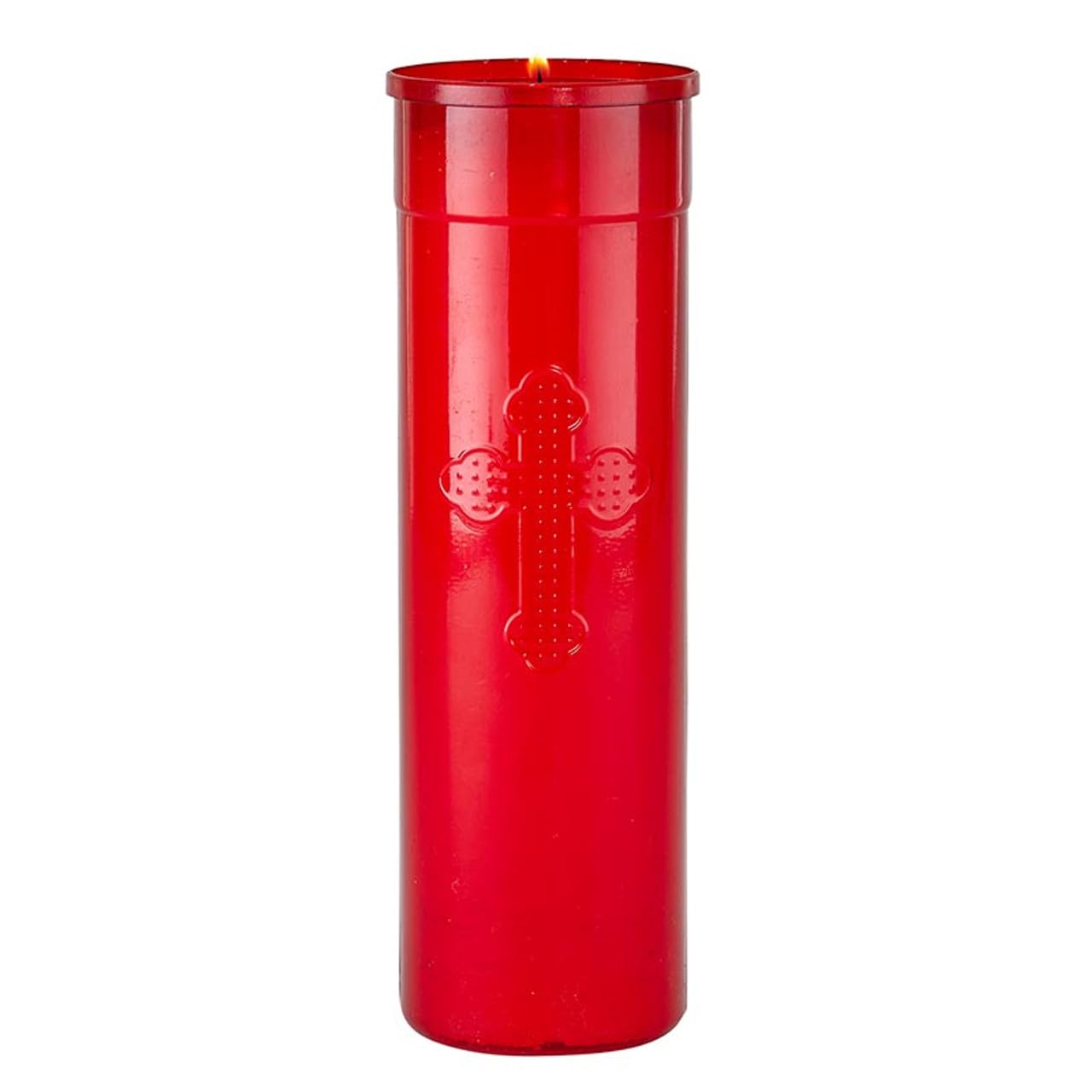 Trinity Church Supply Offerlight 7 Day Red Flame Retardant Plastic Unscent Long Hours Lasting Candle for Baptism First Communion Decoration, Pack of 24