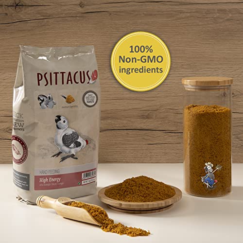 Psittacus High Energy Hand-Feeding 1 kg | Brei für Yacos, Aras und andere afrikanische Papageien | Premium Vogelfutter 100% Nicht-GMO