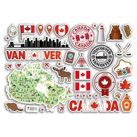 A5 Vancouver Landmarks Vinyl Sticker Sheet Cover