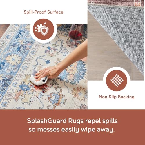 nuLOOM 8' x 10' Machine Washable Area Rug with Waterproof Spill Proof Surface, Non Slip Backing and Stain Resistant for Living Room, Bedroom, Kitchen, Dining Room, Philomena Brown