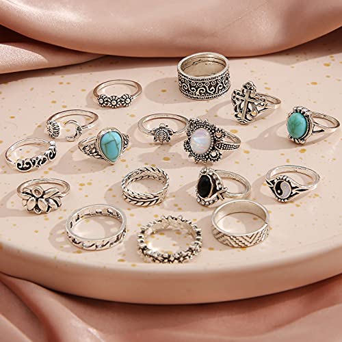 17 Mile 82 Pcs Vintage Silver Knuckle Rings Set For Women, Bohemian Stackable Joint Finger Rings thumb #5