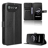 Elubugod Compatible with Asus ROG Phone 7 Leather Case Cover,PU Leather flip Cover Compatible with Asus ROG Phone 7 Ultimate Case Cover Black