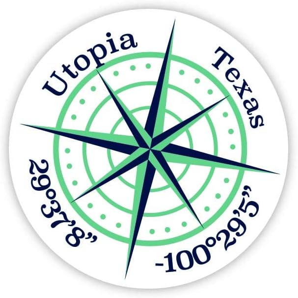 Utopia Texas 4-Inch Fridge Magnet Latitude Longitude Compass Design