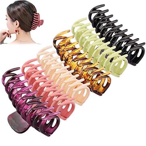 6 PCS Large Hair Claw Clips 4.3 inch Nonslip Big Hair Clip for Women and Girls Thin Hair, Strong Hold for Thick Hair - Fashion Barrette  Accessories for Women Girls(6 Packs)
