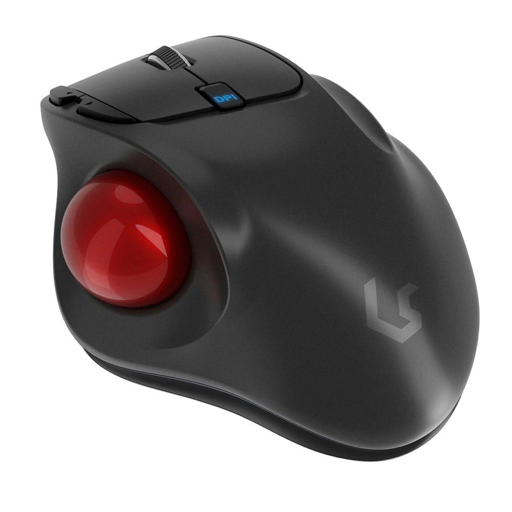 KeySonic Souris Trackball sans fil, Ergonomique, Contrôle précis & facile avec le pouce, Connexion USB 2.4 GHz, Pour Windows & Mac, KSM-6101RF-EGT