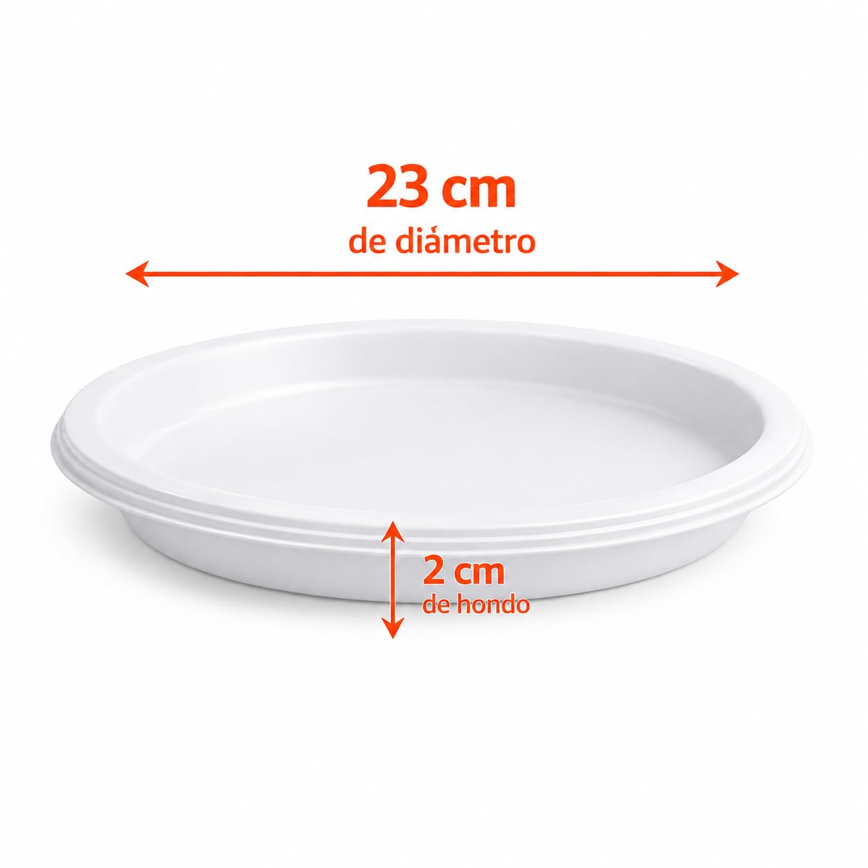 500 platos desechables de bagazo de caña de azucar, de color blanco de 23 cm