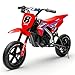 24V Kids Electric Dirt Bike - 250W Electric Motorcycle, 11 Mph Max Speed Electric Motorcycle Mini Bike with Music, 10 Miles Range, Twist Grip Throttle, Metal Suspension, Rubber Tires (Red)