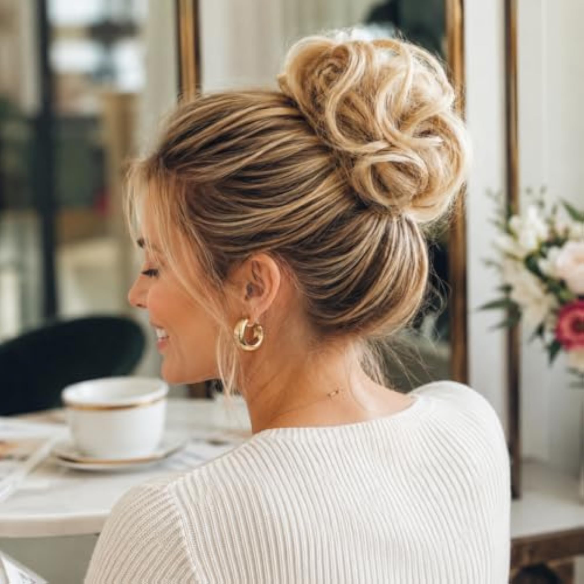 Light Blond Scrunchy Hairpiece for Women, Curly Bun