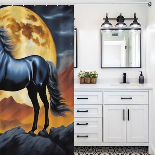 Rideau de douche tissu polyester cheval imperméable 140 x 183 cm - 5