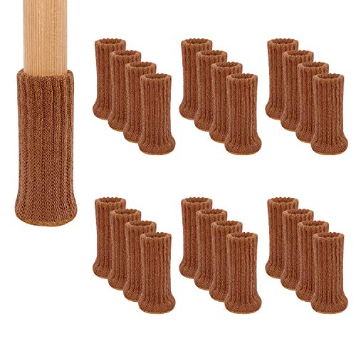AIRUJIA Calcetines para Patas de Silla, 32 Piezas de Punto EláStico para Muebles, Protectores de Suelo para Silla, Doble Grosor, Se Ajustan a Patas Redondas con DiáMetro de 2,5 a 5 cm, (Marrón) Cover
