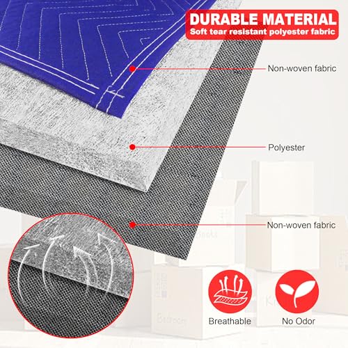 2 Pcs Moving Blankets, 40 x 72 inches Heavy Duty Packing Blankets for Protecting Furniture Professional Quilted Shipping Furniture Pads, Padded Mover Blankets (Blue) by ASBAYSON - Image 2